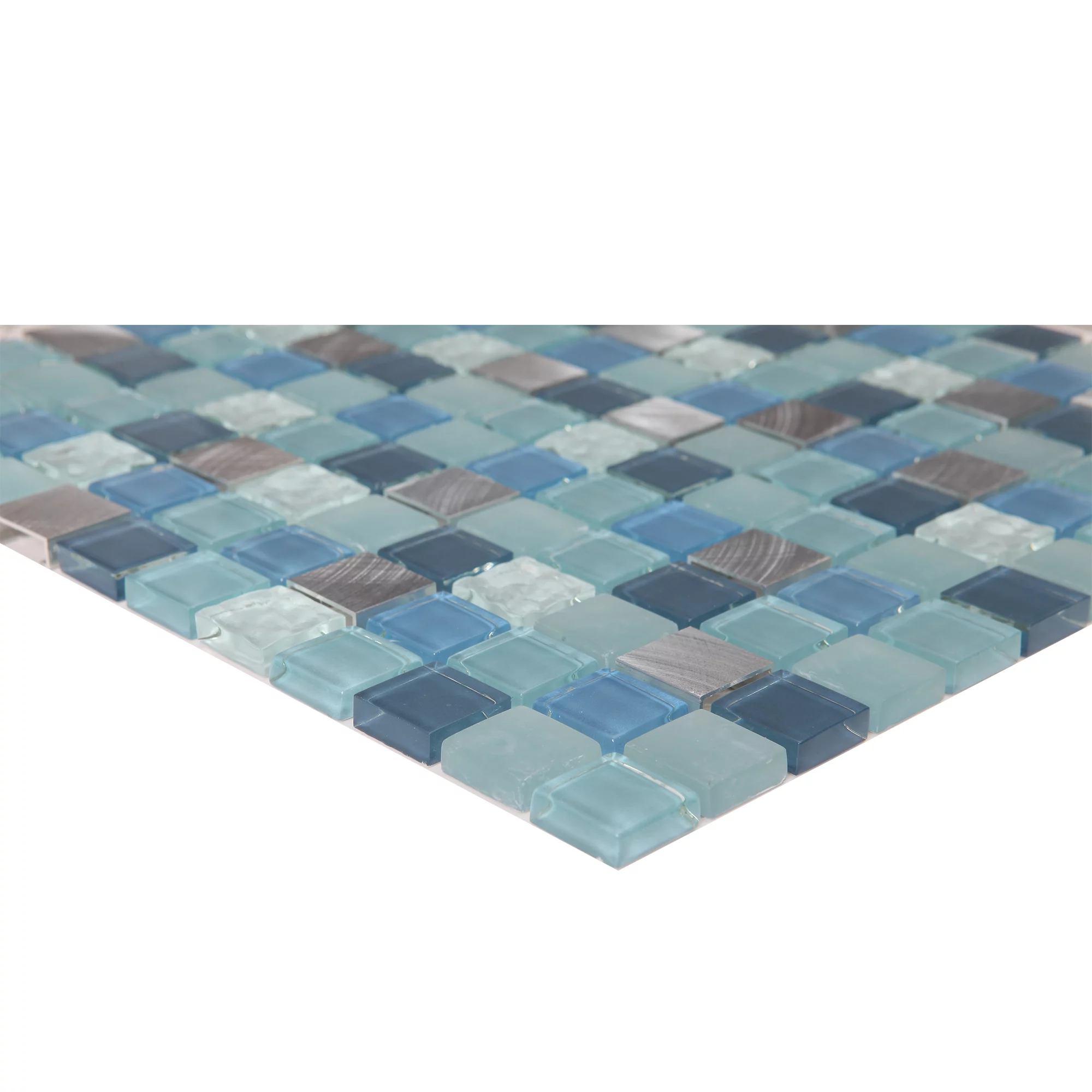 Lizon Blue Aluminium & Glass Mosaic Tile Sheet, (L)300mm (W)300mm 5 Lizon Blue Aluminium & Glass Mosaic Tile Sheet, (L)300mm (W)300mm - Image 3