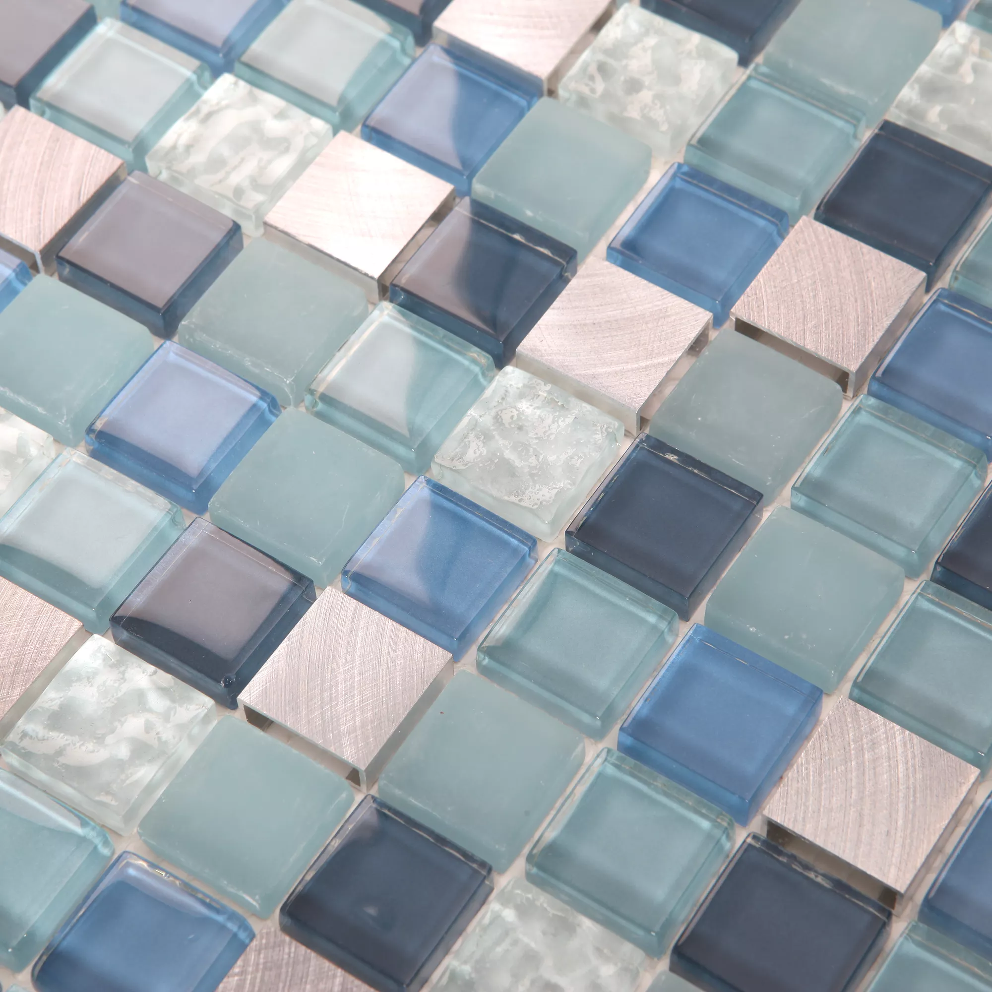 Lizon Blue Aluminium & Glass Mosaic Tile Sheet, (L)300mm (W)300mm 7 Lizon Blue Aluminium & Glass Mosaic Tile Sheet, (L)300mm (W)300mm - Image 5