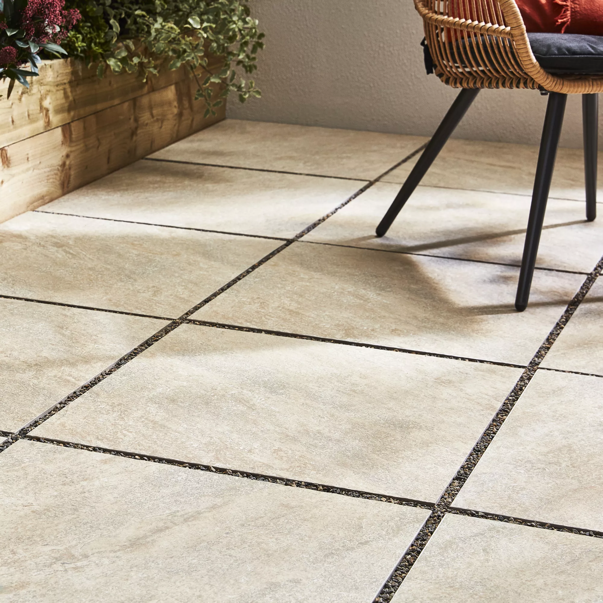 Quartzite Beige Matt Stone Effect Porcelain Outdoor Floor Tile, Pack Of 2, (L)600mm (W)600mm 3 Quartzite Beige Matt Stone Effect Porcelain Outdoor Floor Tile, Pack Of 2, (L)600mm (W)600mm