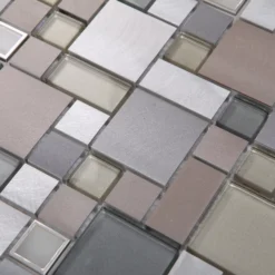 Tourino Grey Aluminium & Glass Mosaic Tile Sheet, (L)300mm (W)300mm -Trade point tourino grey aluminium glass mosaic tile sheet l 300mm w 300mm5036581068509 38c