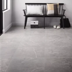Ultimate Grey Matt Marble Effect Porcelain Wall & Floor Tile, Pack Of 3, (L)595mm (W)595mm