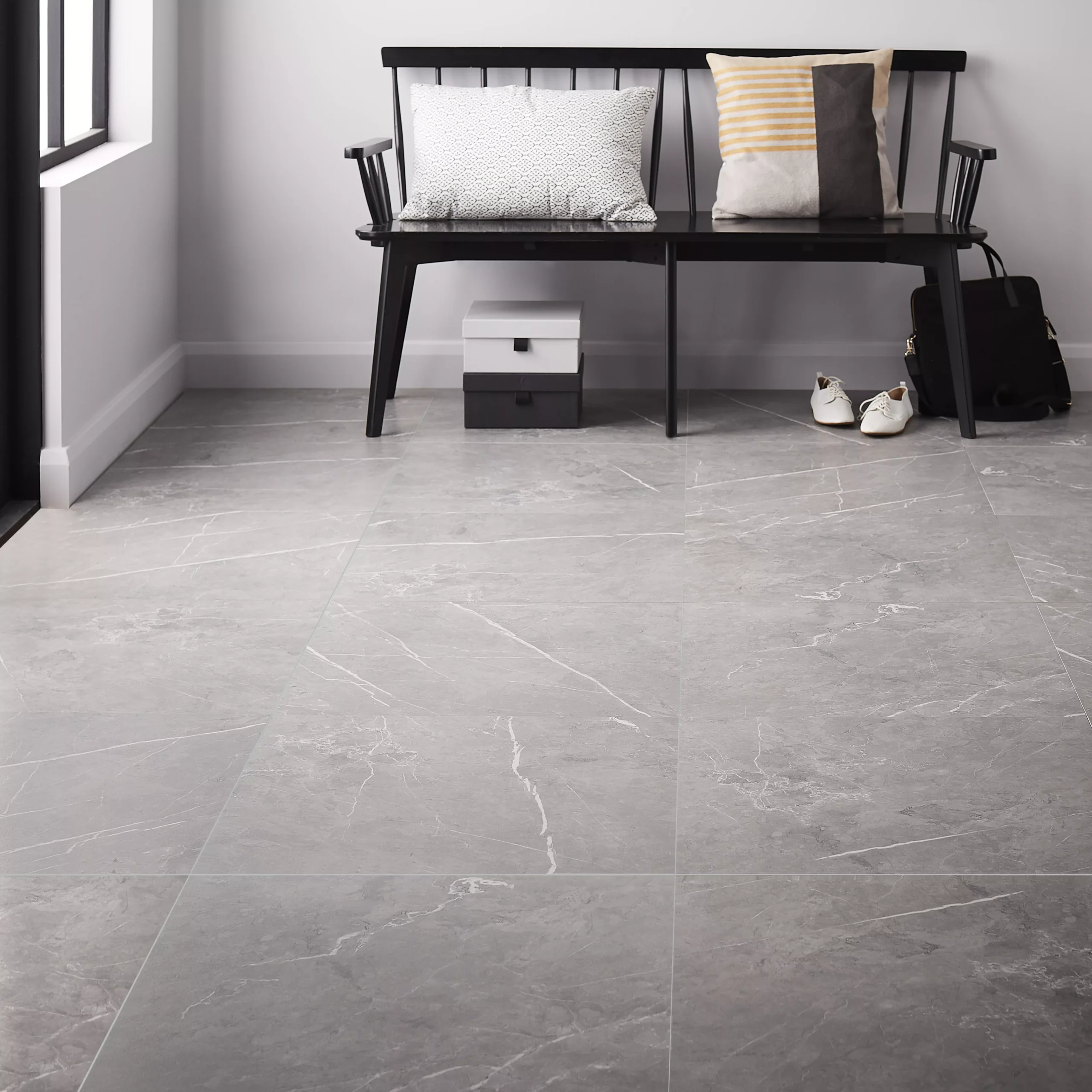 Ultimate Grey Matt Marble Effect Porcelain Wall & Floor Tile, Pack Of 3, (L)595mm (W)595mm 3 Ultimate Grey Matt Marble Effect Porcelain Wall & Floor Tile, Pack Of 3, (L)595mm (W)595mm