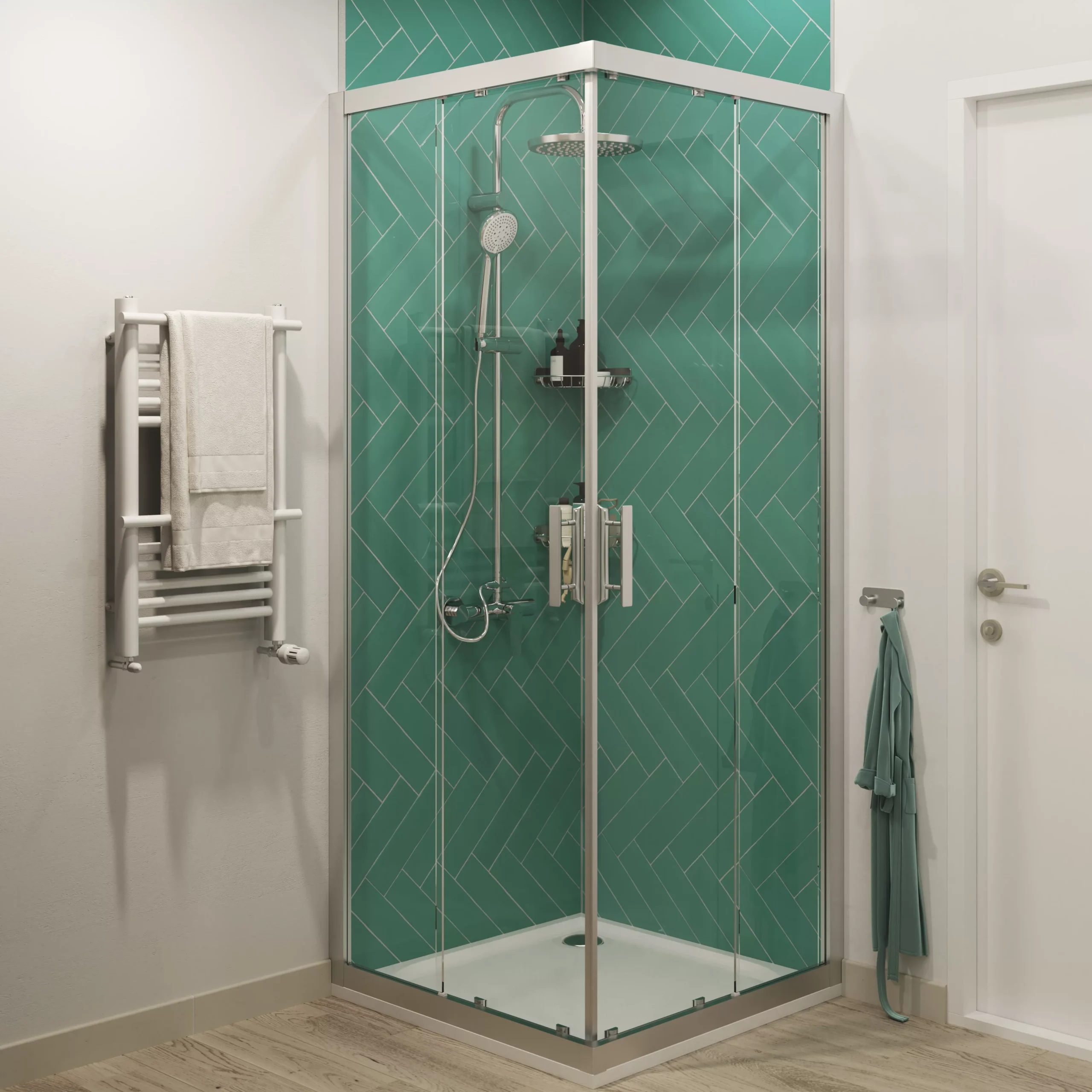 Vernisse Dark Green Gloss Plain Ceramic Wall Tile, Pack Of 41, (L)301mm (W)75.4mm 3 Vernisse Dark Green Gloss Plain Ceramic Wall Tile, Pack Of 41, (L)301mm (W)75.4mm