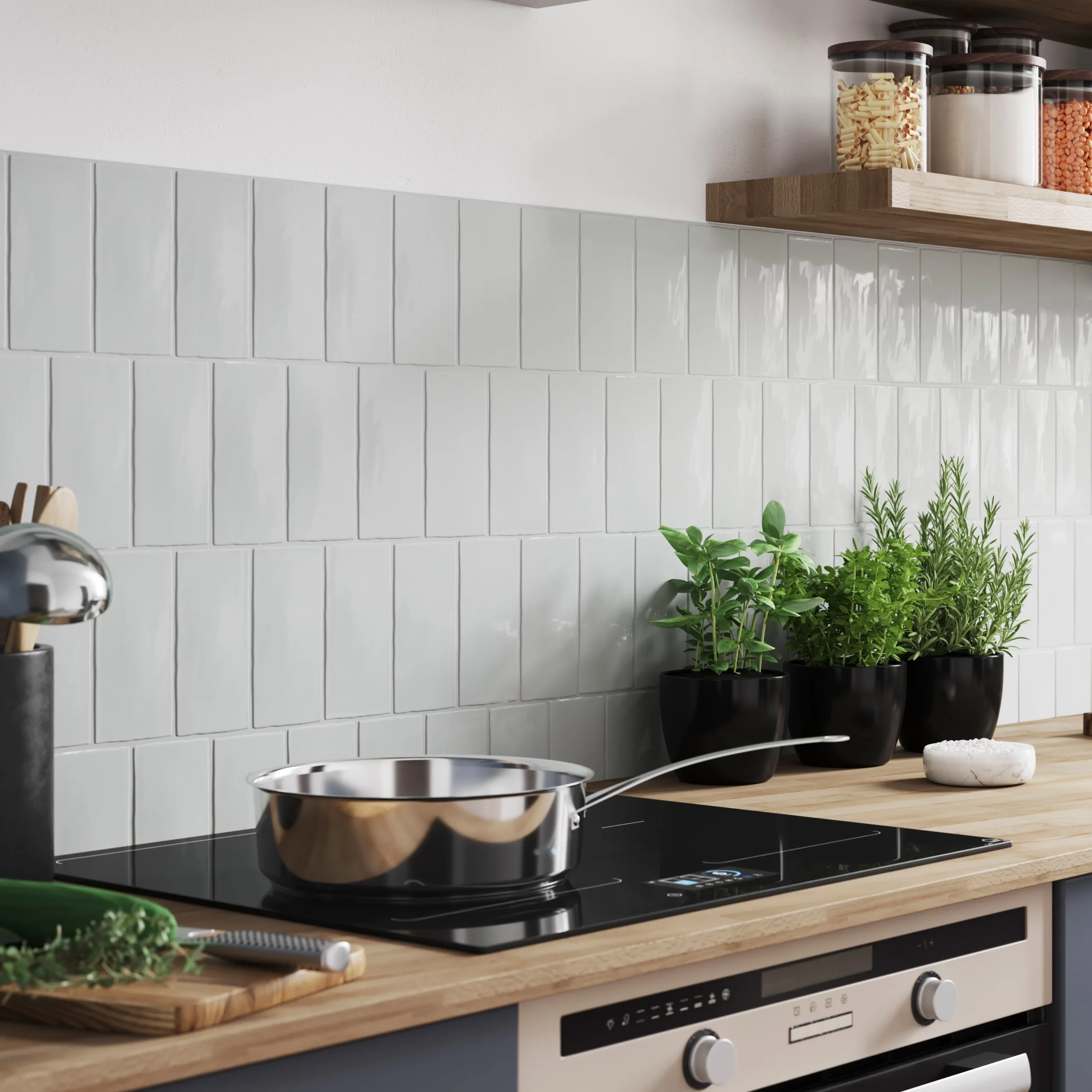 Vernisse Nimbus Cloud Gloss Plain Ceramic Wall Tile, Pack Of 80, (L)150mm (W)75.4mm 3 Vernisse Nimbus Cloud Gloss Plain Ceramic Wall Tile, Pack Of 80, (L)150mm (W)75.4mm